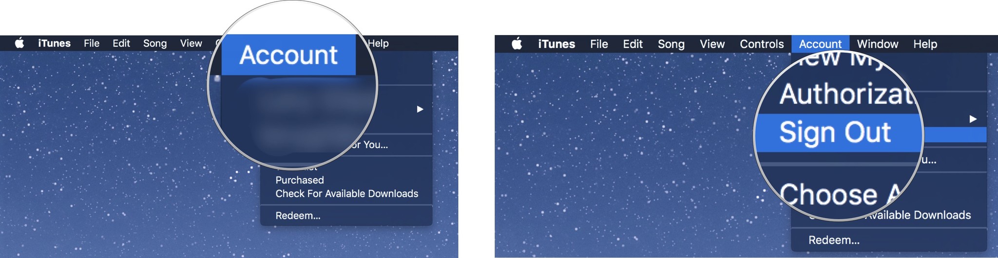 Déconnexion d'iTunes sur Mac