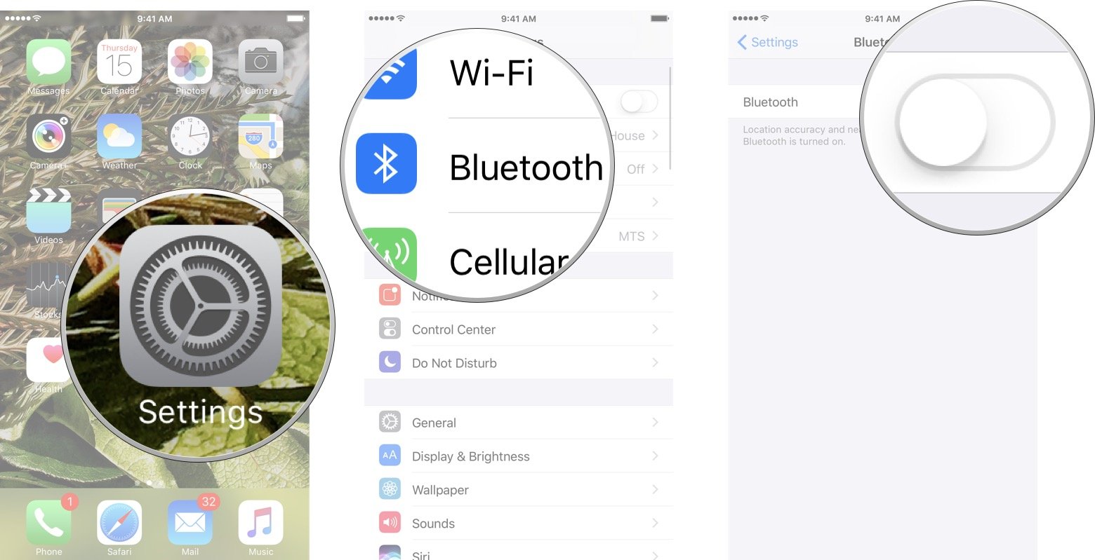 Launch the Settings app, tap Bluetooth and then tap on the Bluetooth switch.