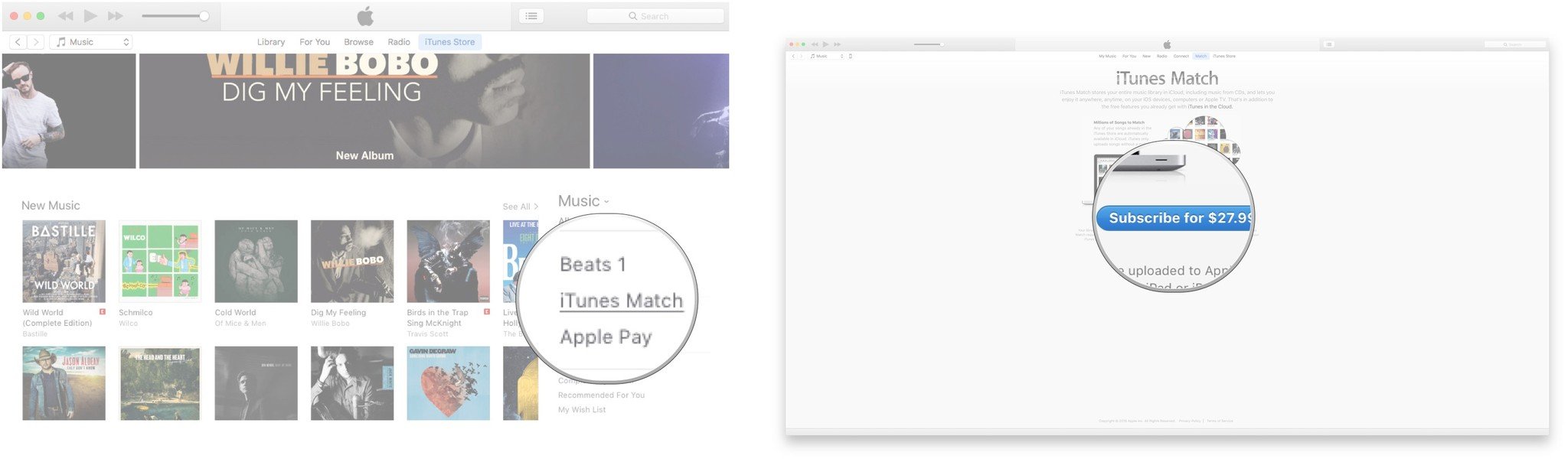 Нажмите iTunes Match в разделе «Быстрые ссылки», нажмите «Подписаться».