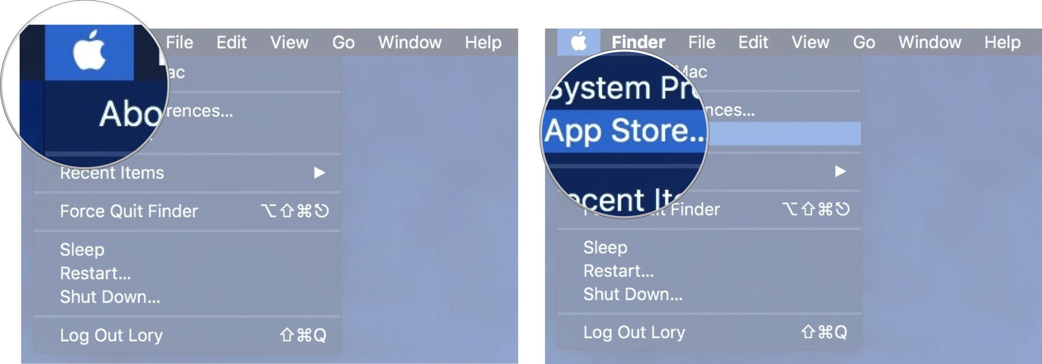 Щелкните меню Apple, затем щелкните App Store.