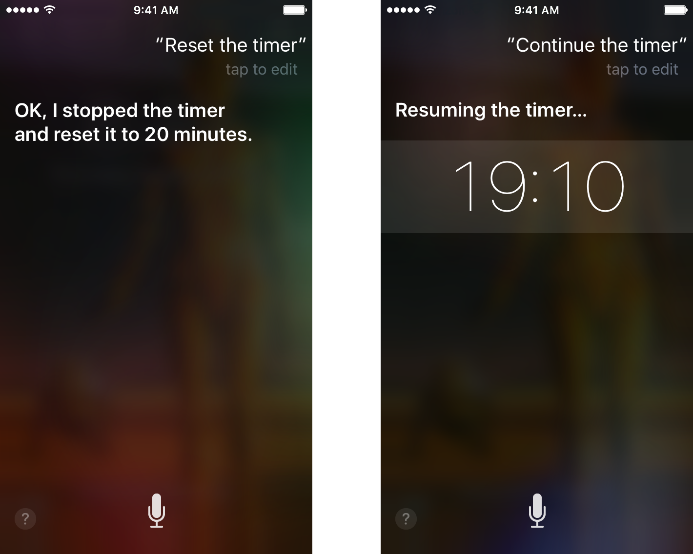 Restarting a timer with Siri