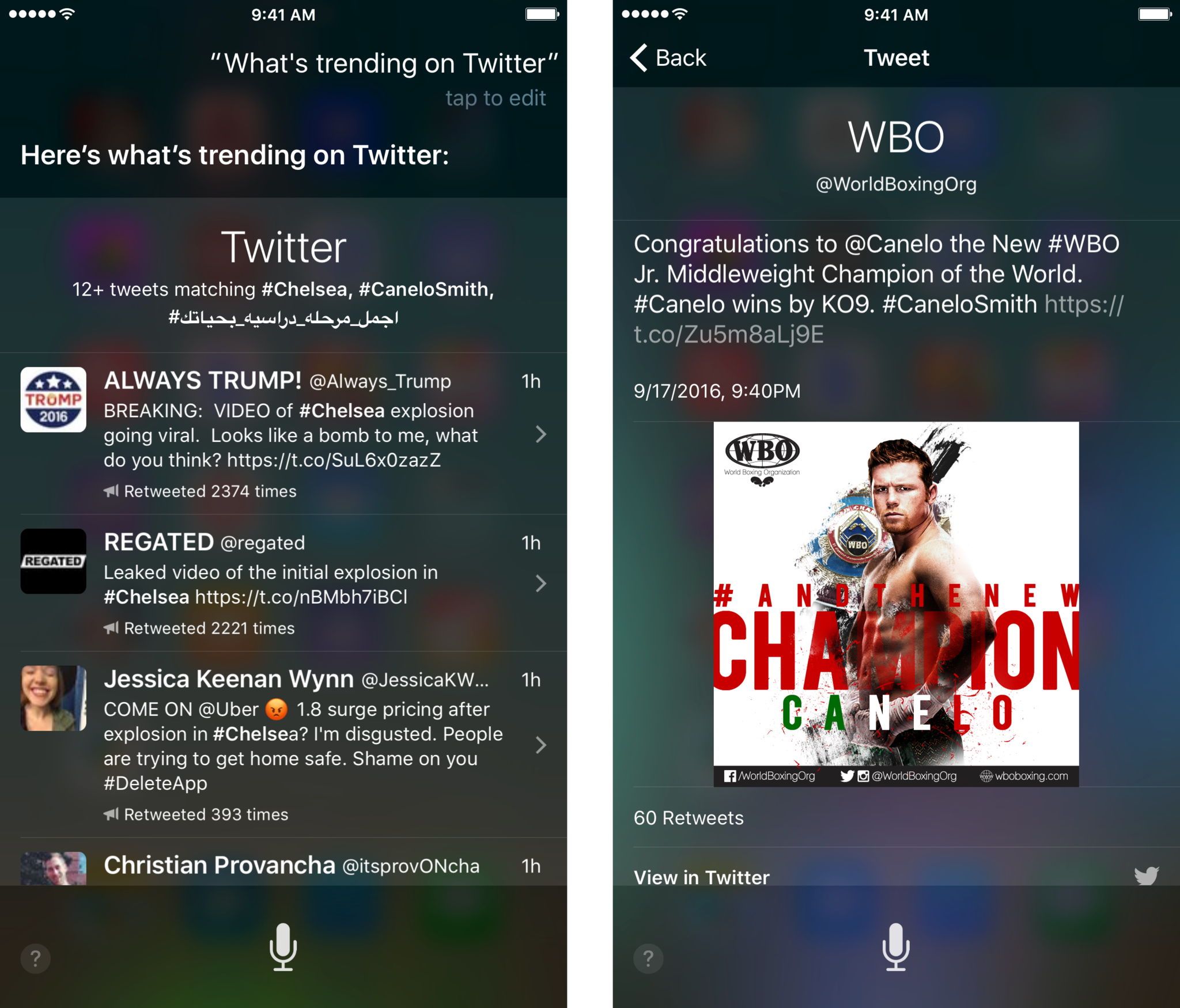 Siri can show you a trending topic