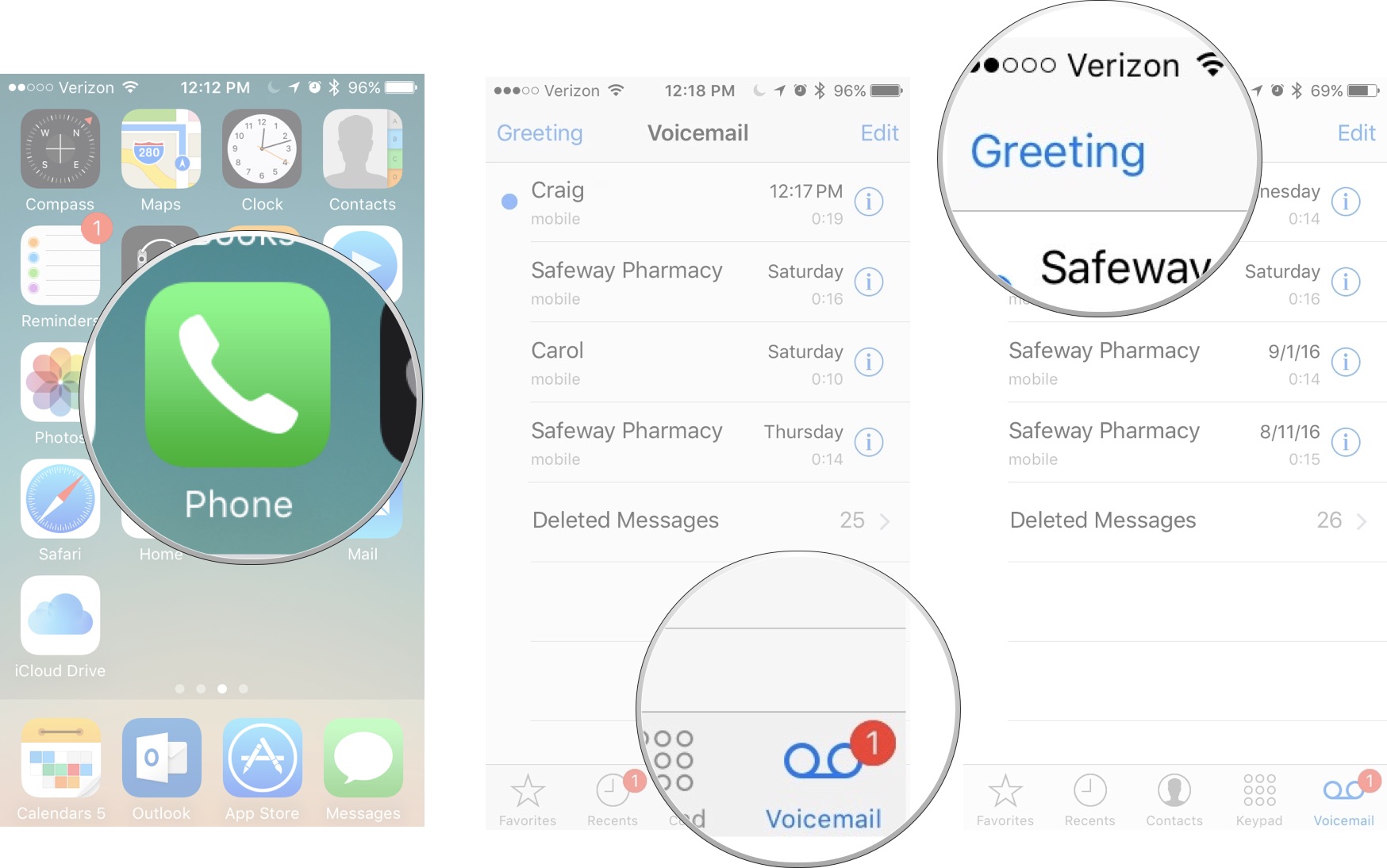 Recording a custom greeting for voicemail on iPhone