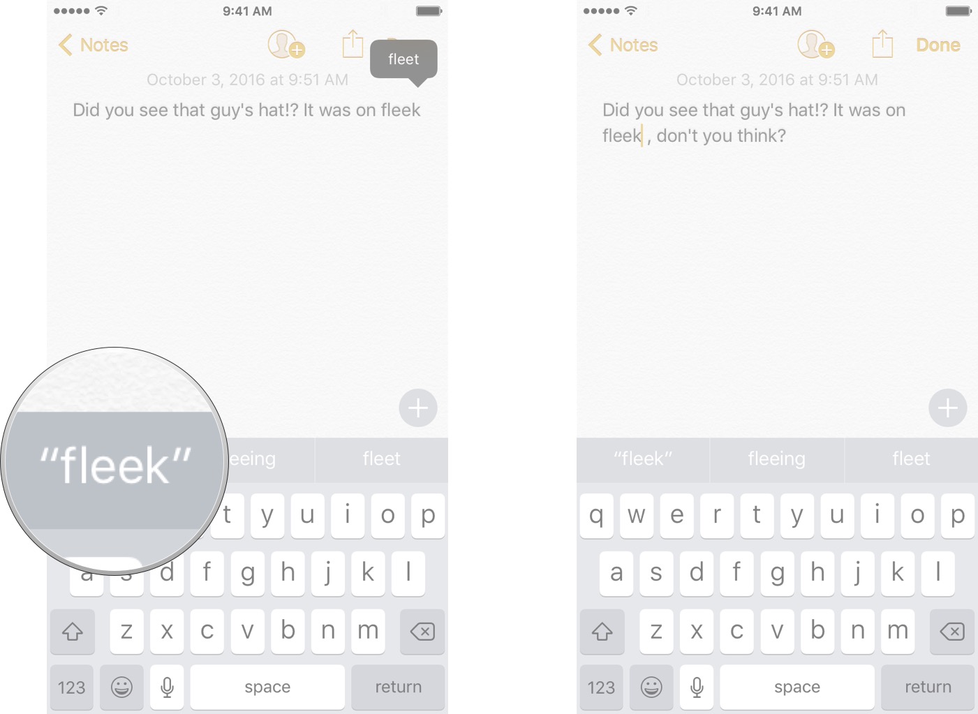 Start typing words, and then tap the word you want from the predictive text bar.