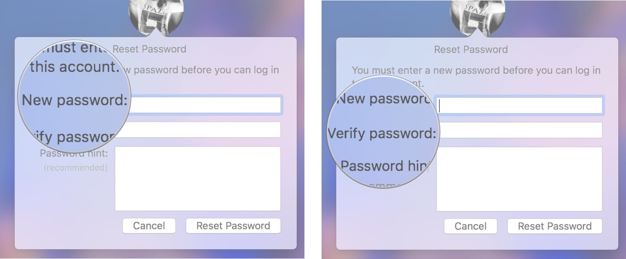 Enter the new password, then enter it again