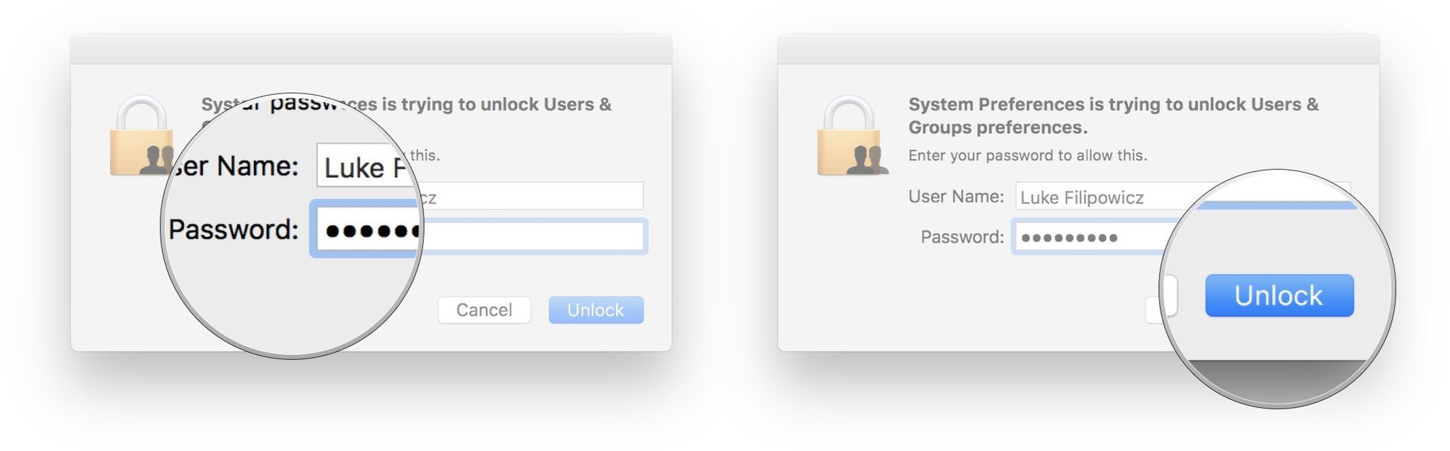 Type in your admin password and then click unlock.