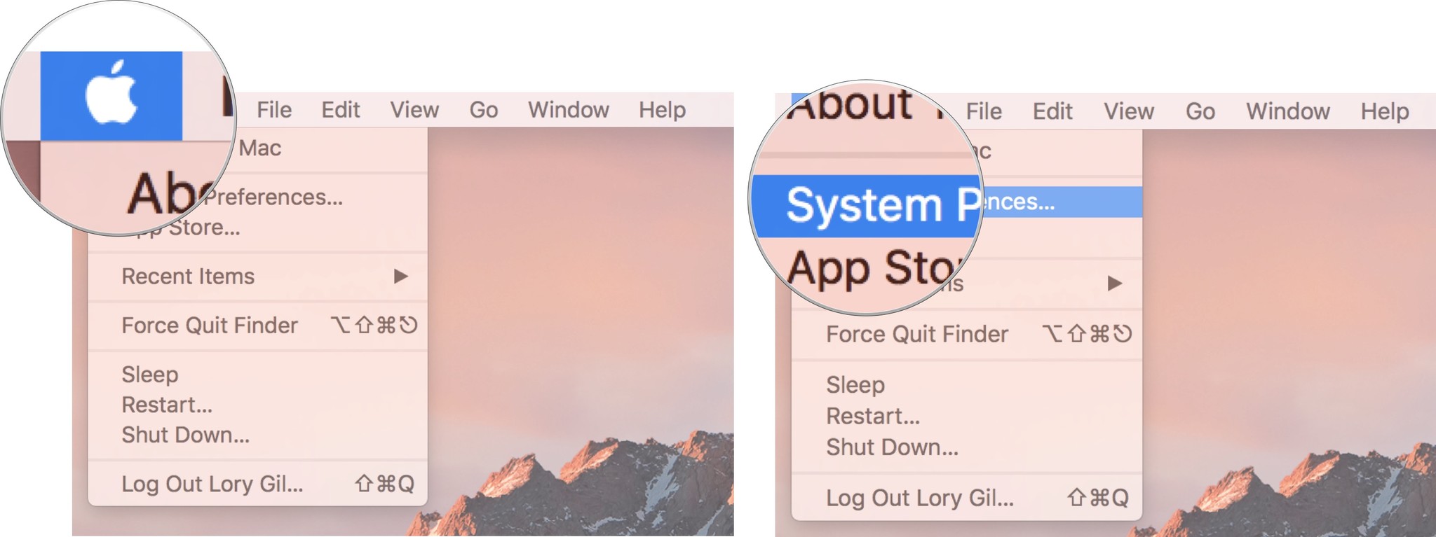 Click on the Apple menu logo, then click on System Preferences