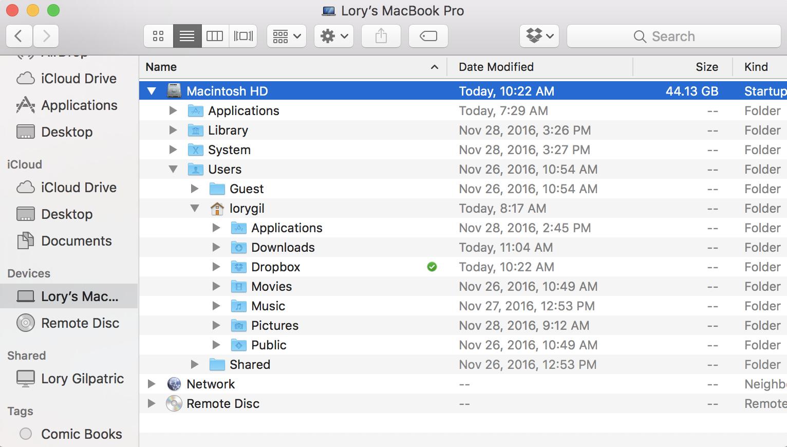 Select files from your original Macintosh HD