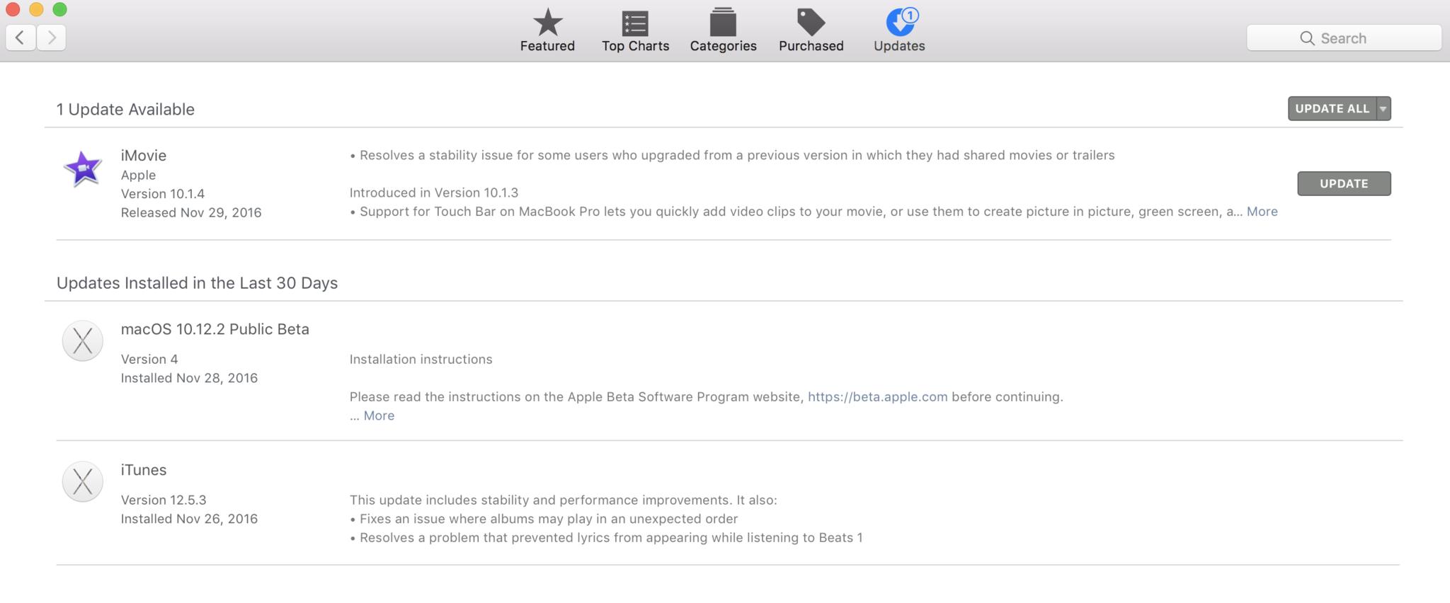 Updates in the Mac App Store