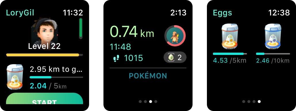 Начало тренировки в Pokemon Go на Apple Watch