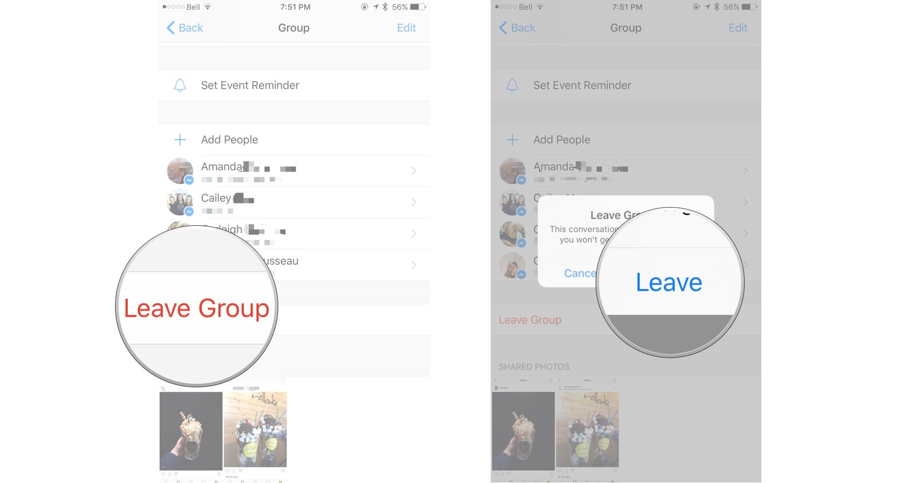 How to leave a Facebook group message conversation on iPhone and