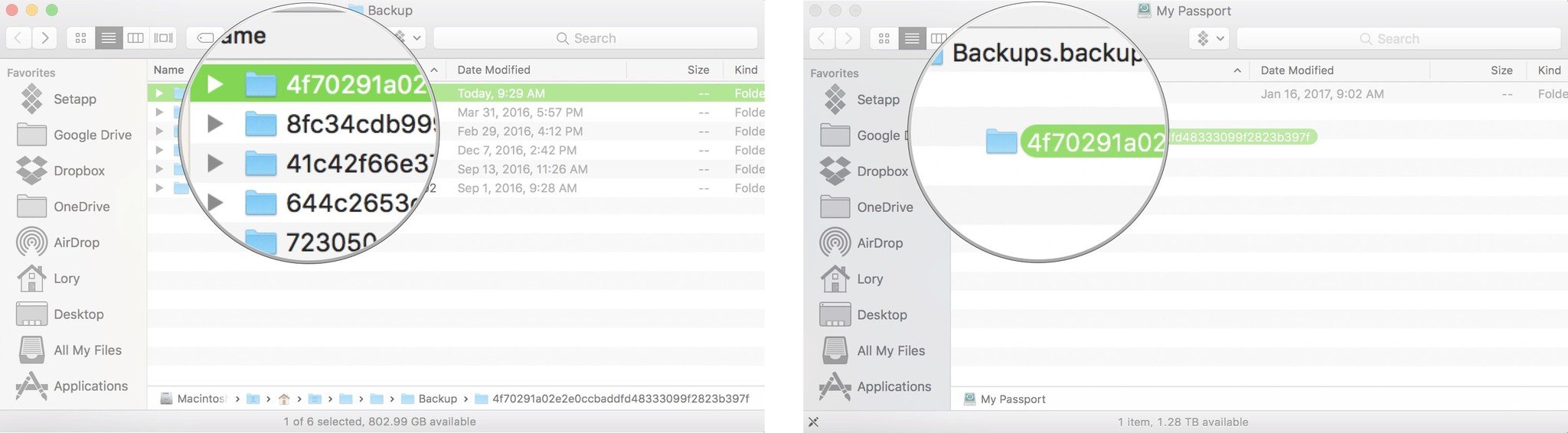 Move iPhone or iPad backups to external hard drive by showing Click on the iPhone backup, then drag it to your external hard drive