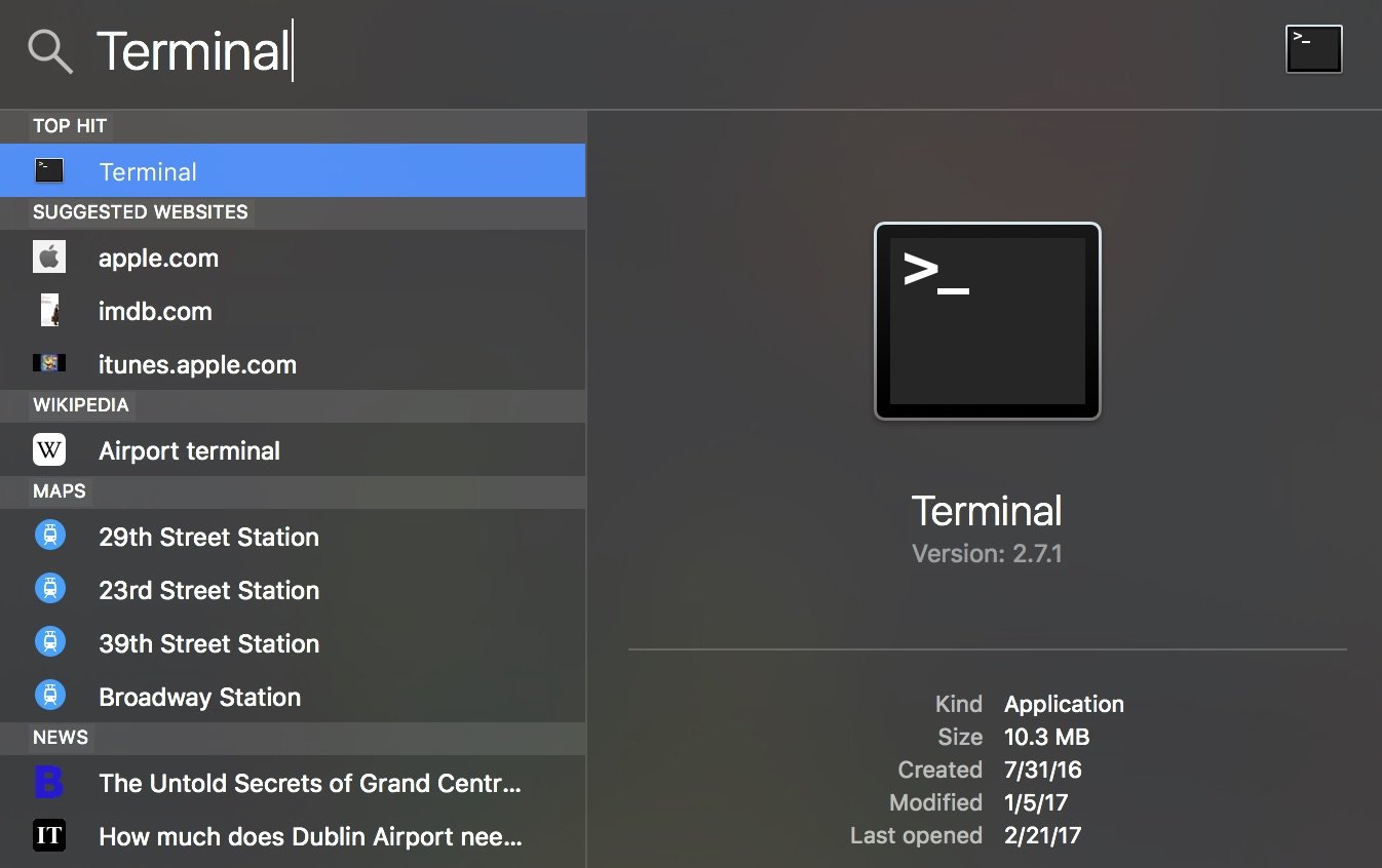 Terminal on Mac