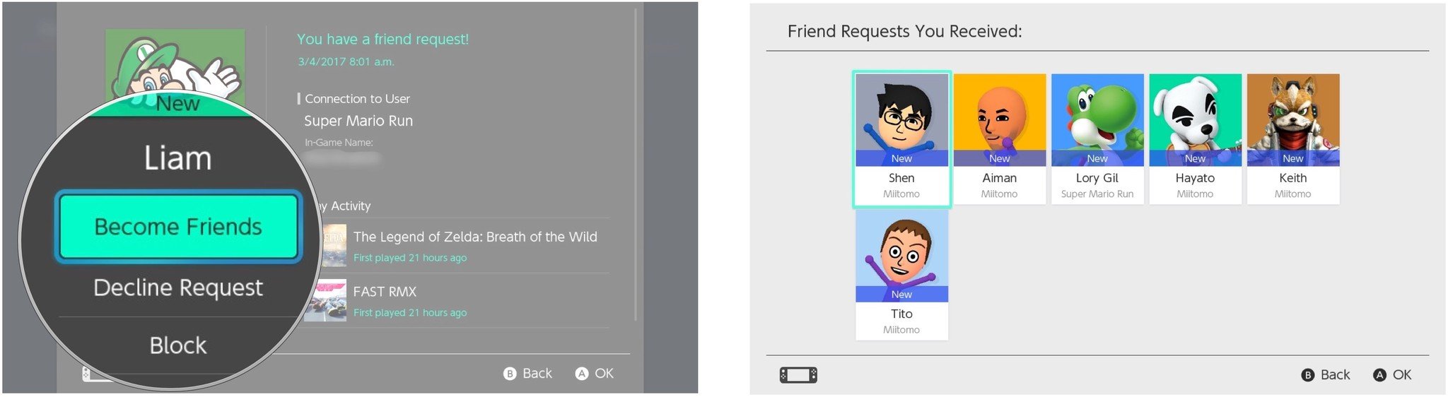 Select Become Friends or Decline Request