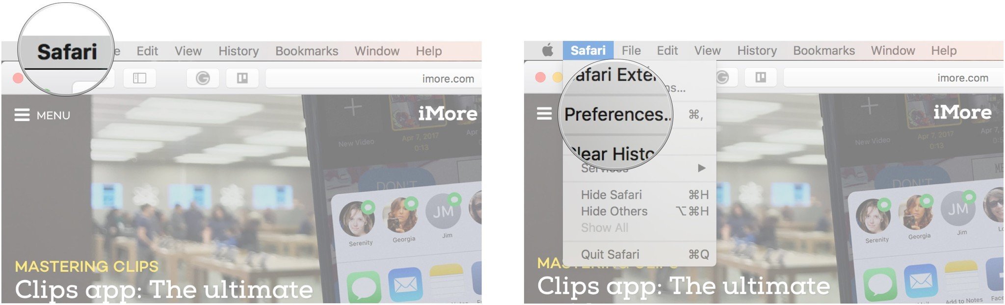 Click Safari, click Preferences