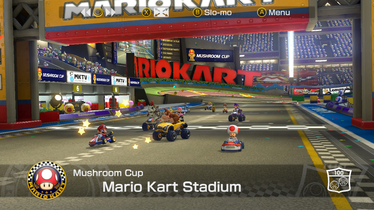 The playback controls on Mario Kart-8 Deluxe