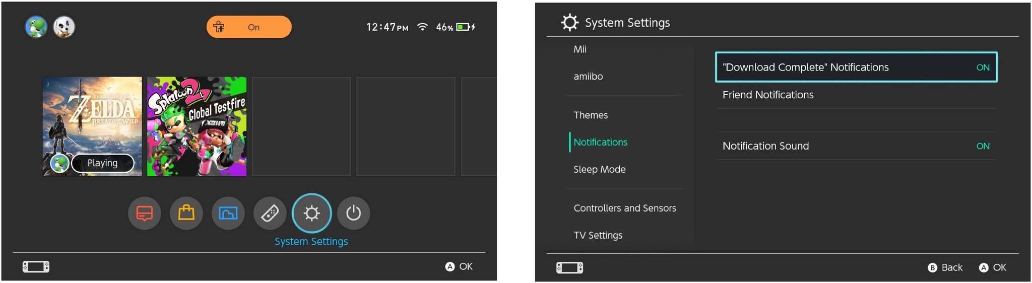 Select System Settings, then select Notifications