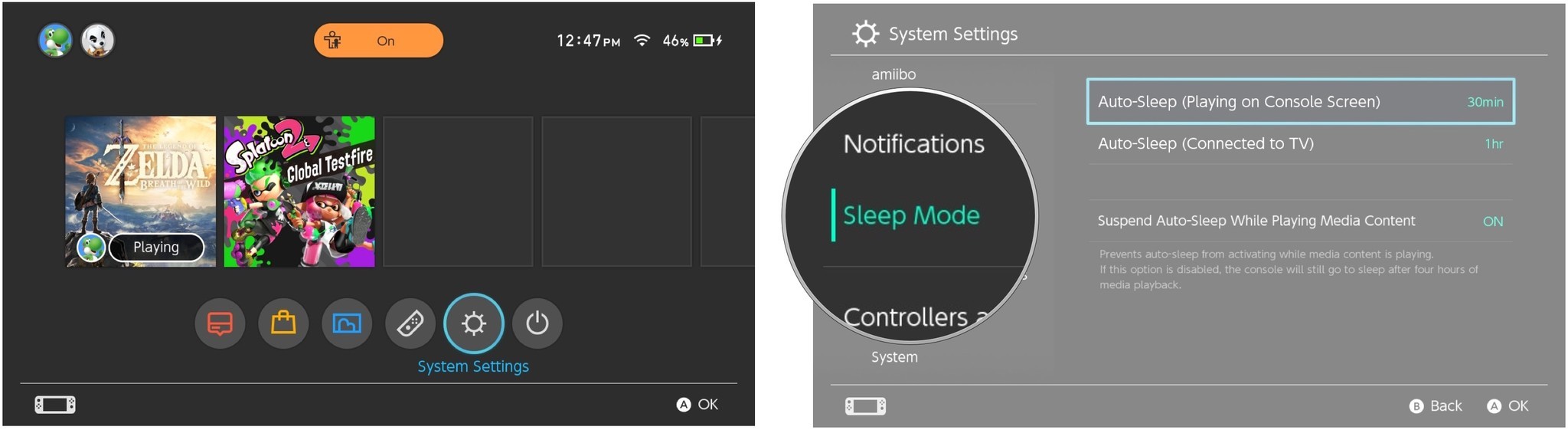 Select System Settings, then select Sleep Mode