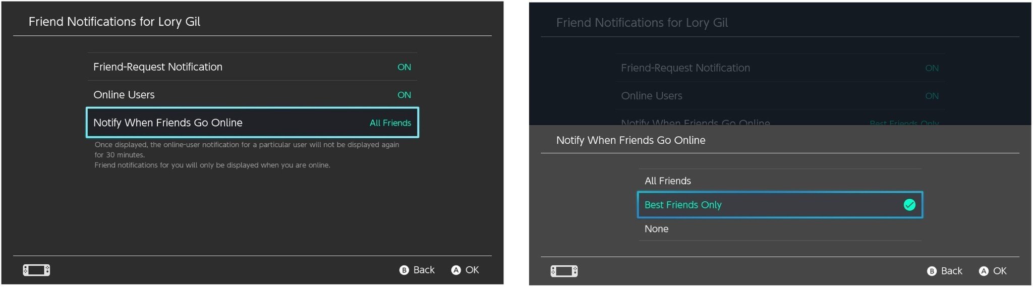 Select Notify When Friends Go Online, then select the type of friends