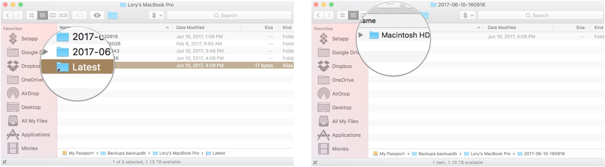 Select latest, then select Macintosh HD
