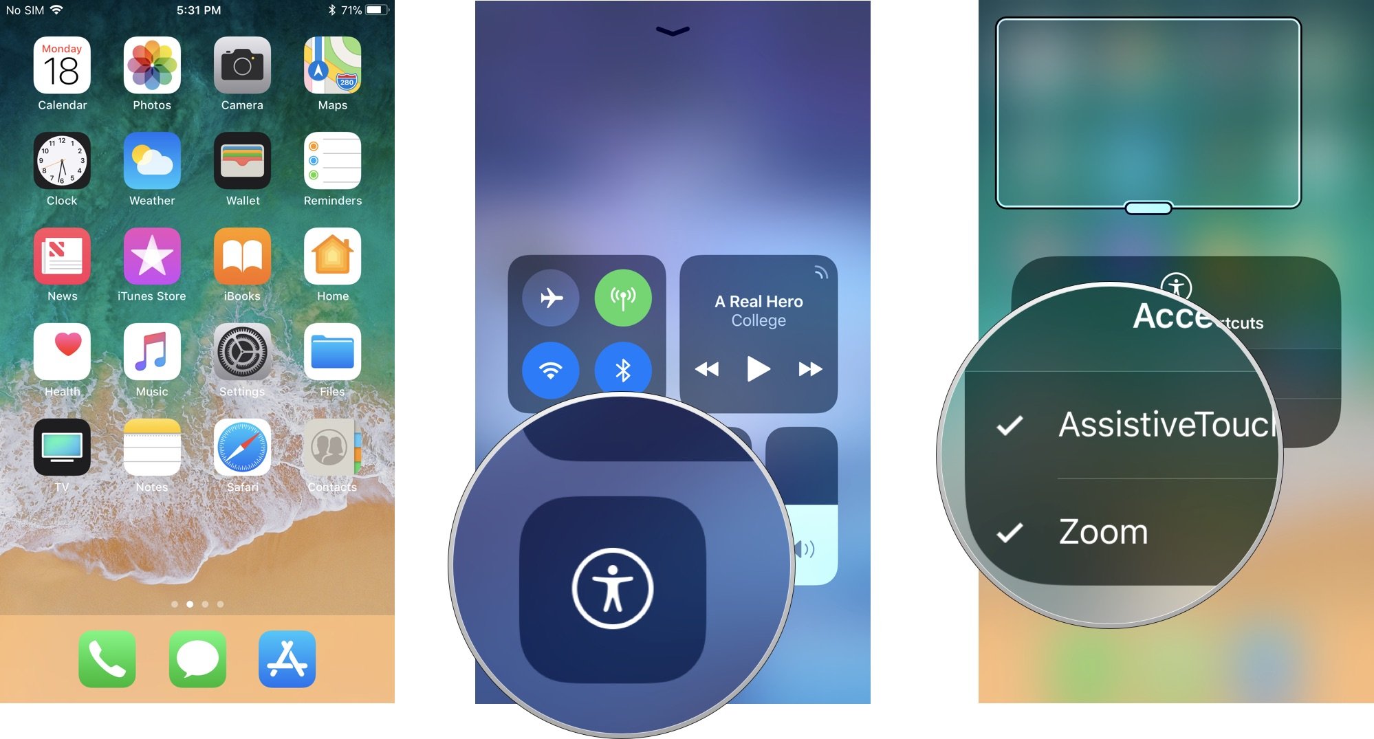 Accessibility shortcuts in Control Center
