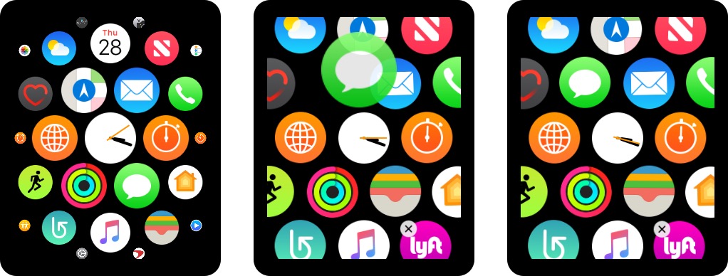 Grid View on Apple Watch Home Screen - how to rearrange your Watch apps in Grid View
