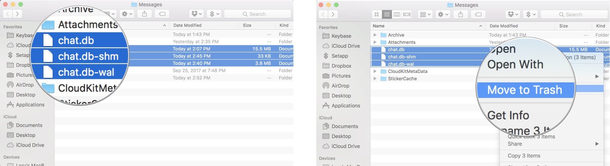 Удалите файлы, затем очистите корзину Mac.