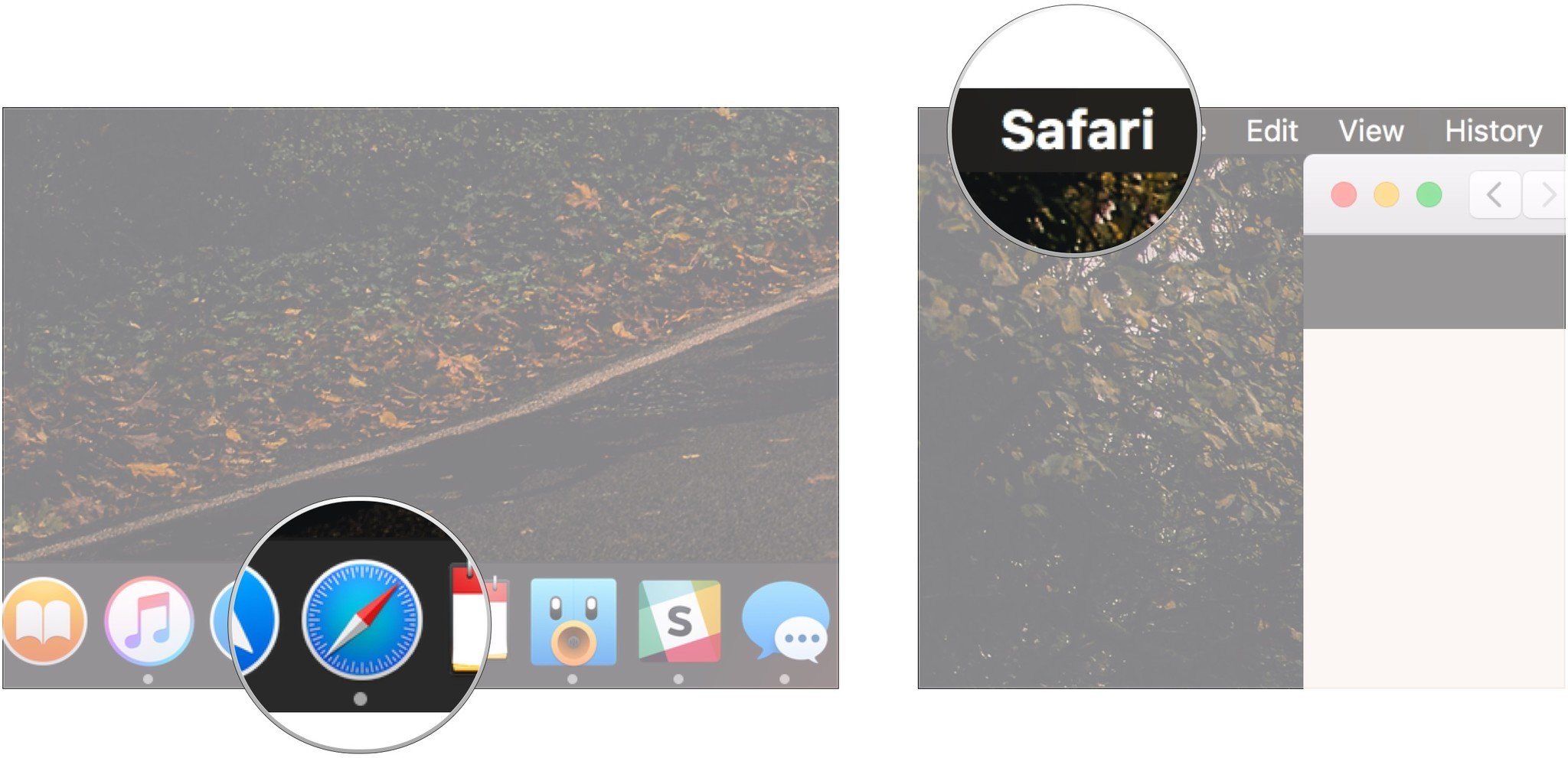Open Safari, click on Safari