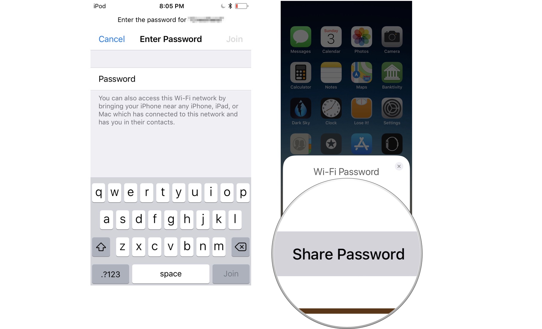 Нажмите Поделиться паролем со своего iPhone.