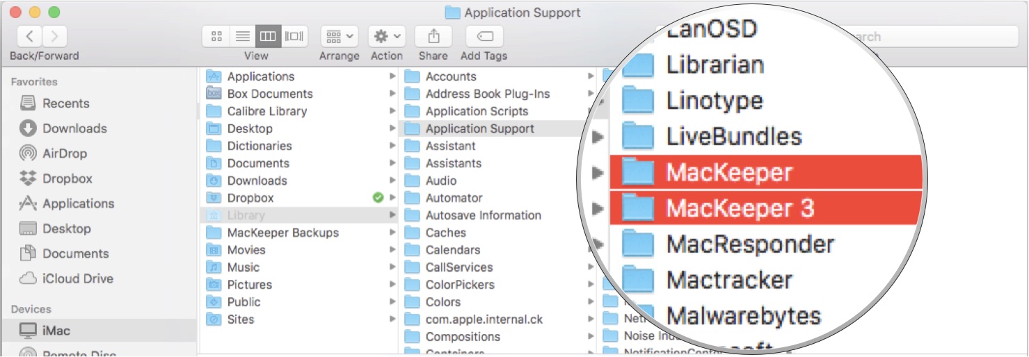 If you find any files or folders with MacKeeper in its name, drag them to the Trash