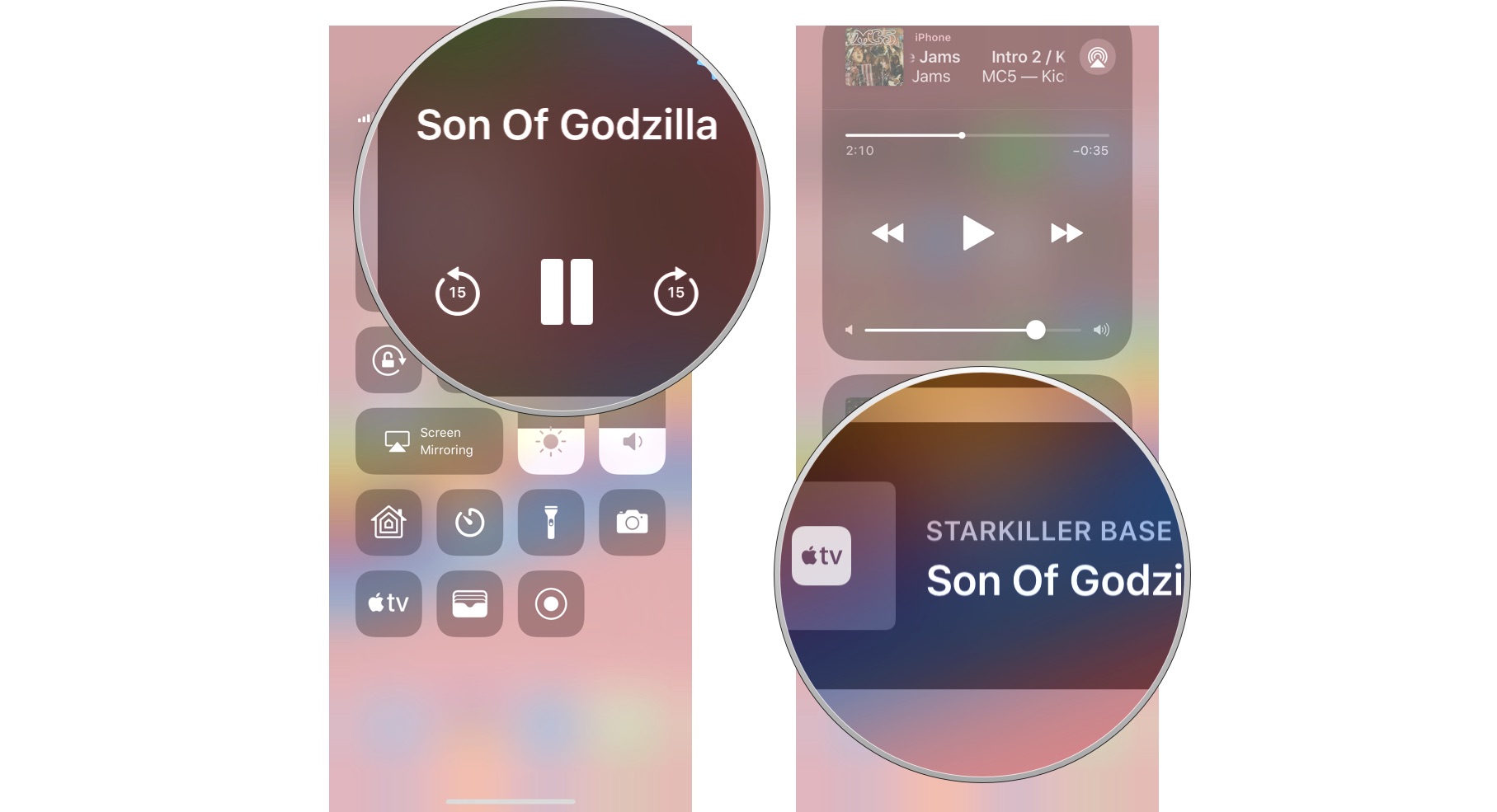 3D Touch or long press on the Now Playing panel, then tap your HomePod panel