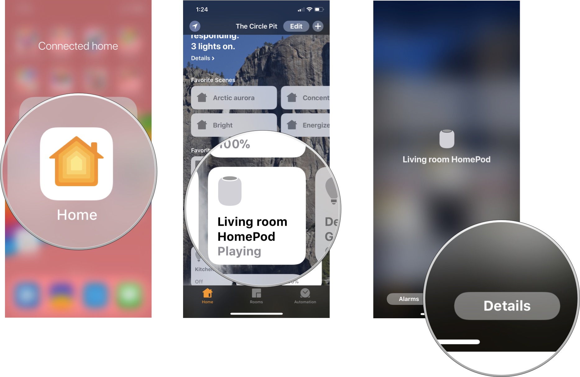 Launch the Home app, then long press on your HomePod, then tap Details