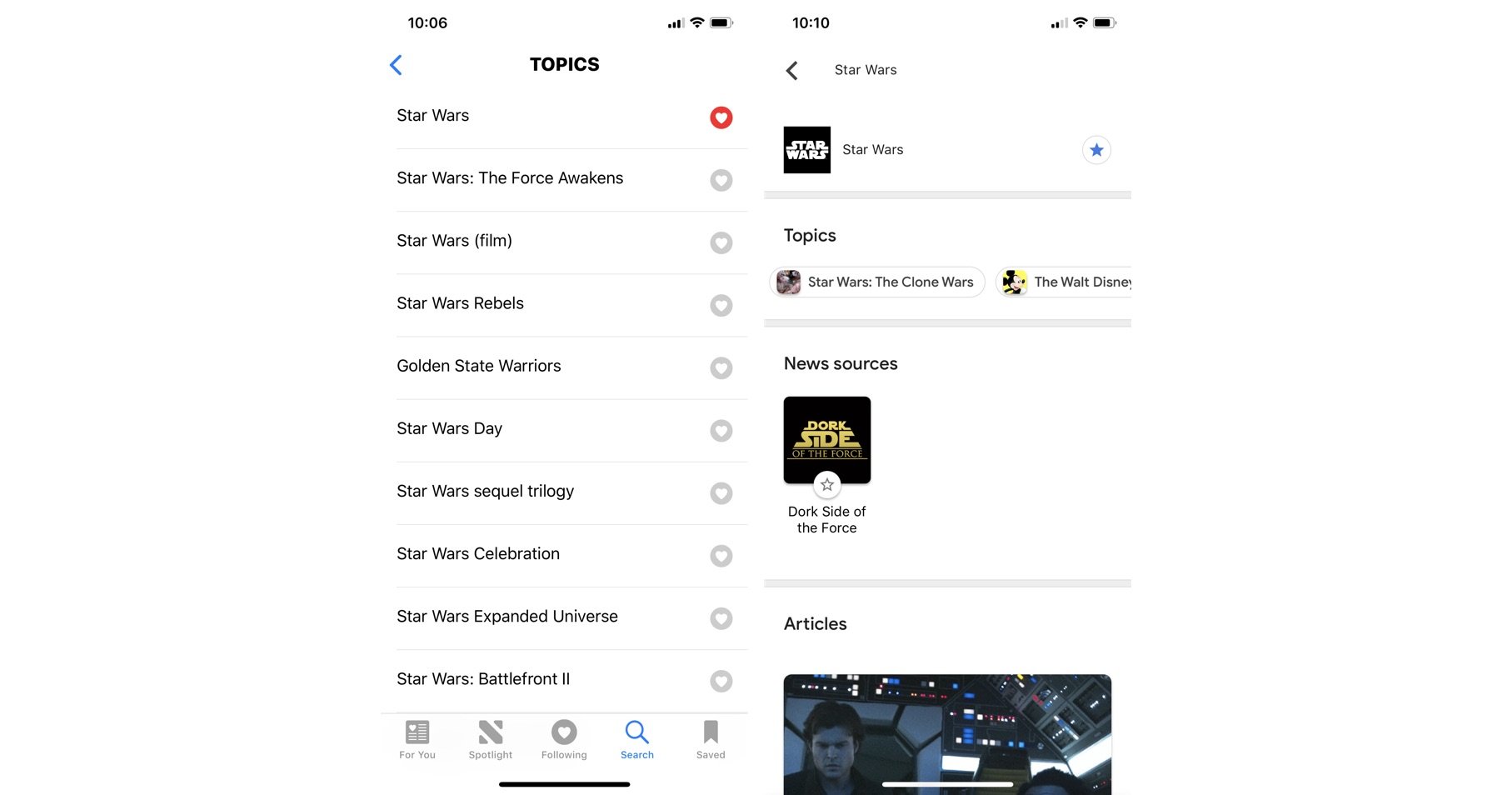 Categories in Apple Apple News and Google News