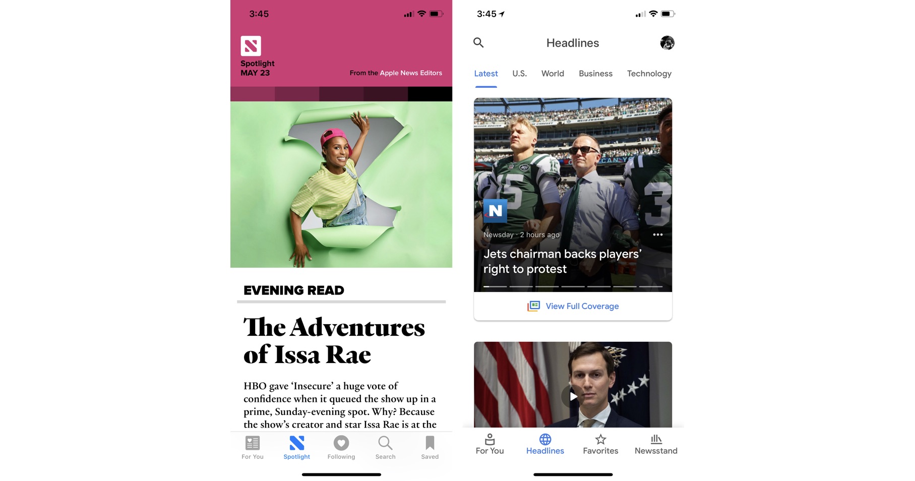 Spotlight and Headlines in Apple News and Google News