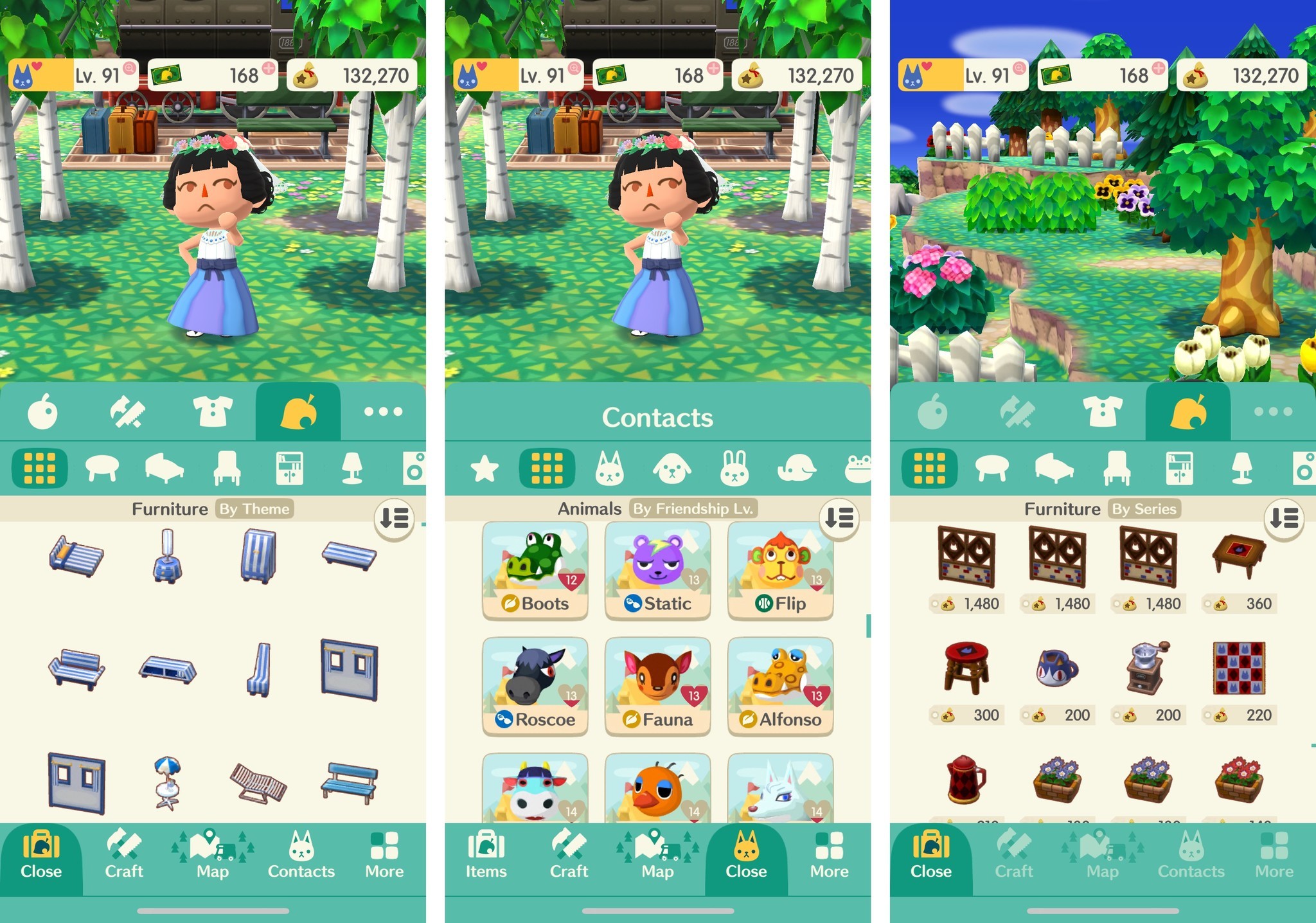 New sorting features in Animal Crossing Pocket Camp