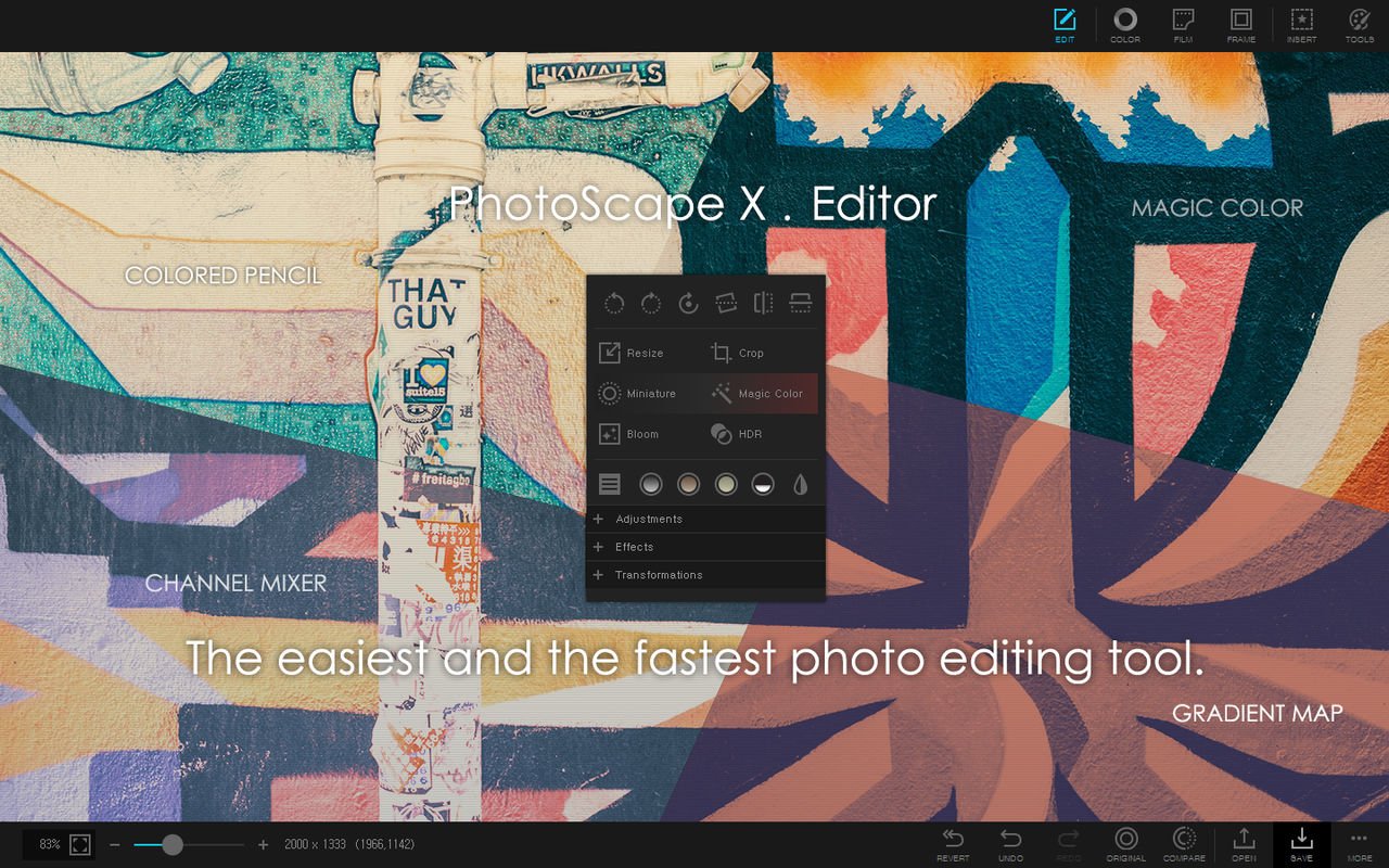 Photoscape X for Mac screenshot showing off basic editing tools