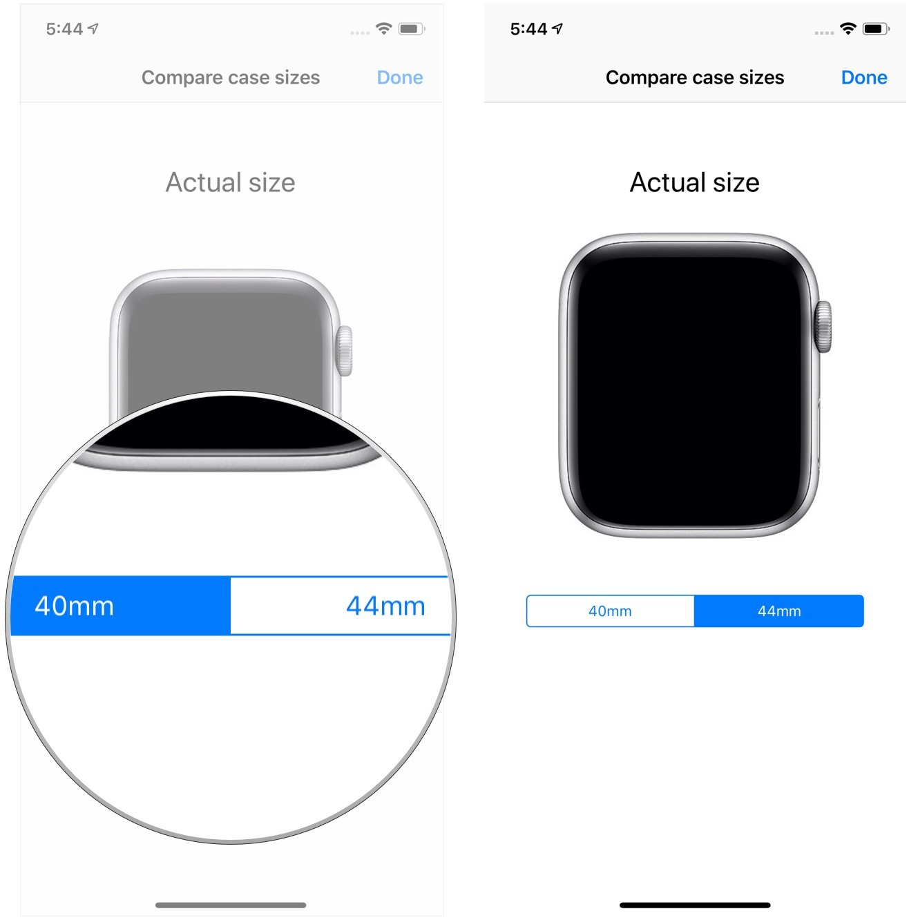 try on both Apple Watch sizes with the 