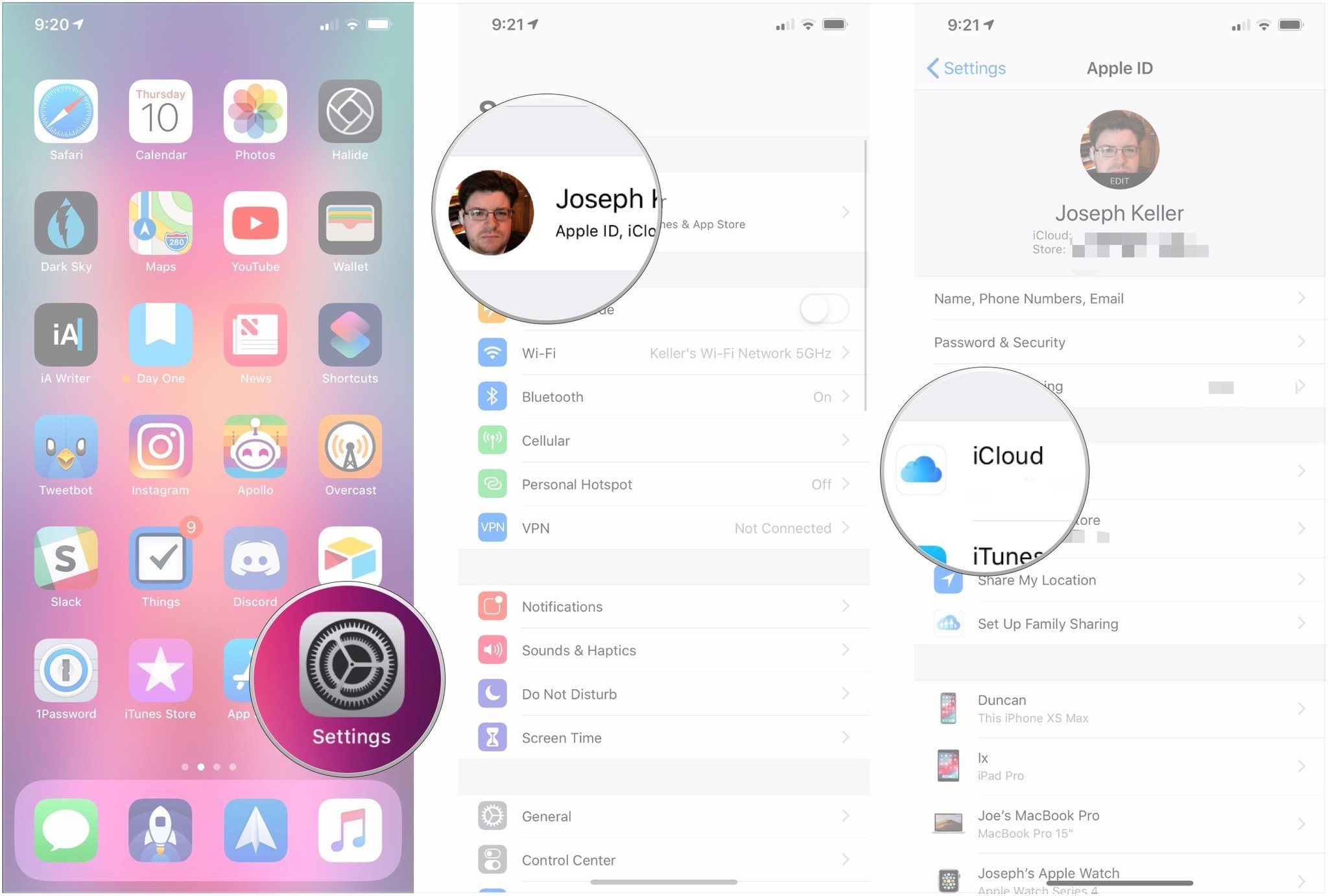 Choose what app data gets backed up to iCloud for iPhone by showing: Open Settings, tap Apple ID banner, tap iCloud