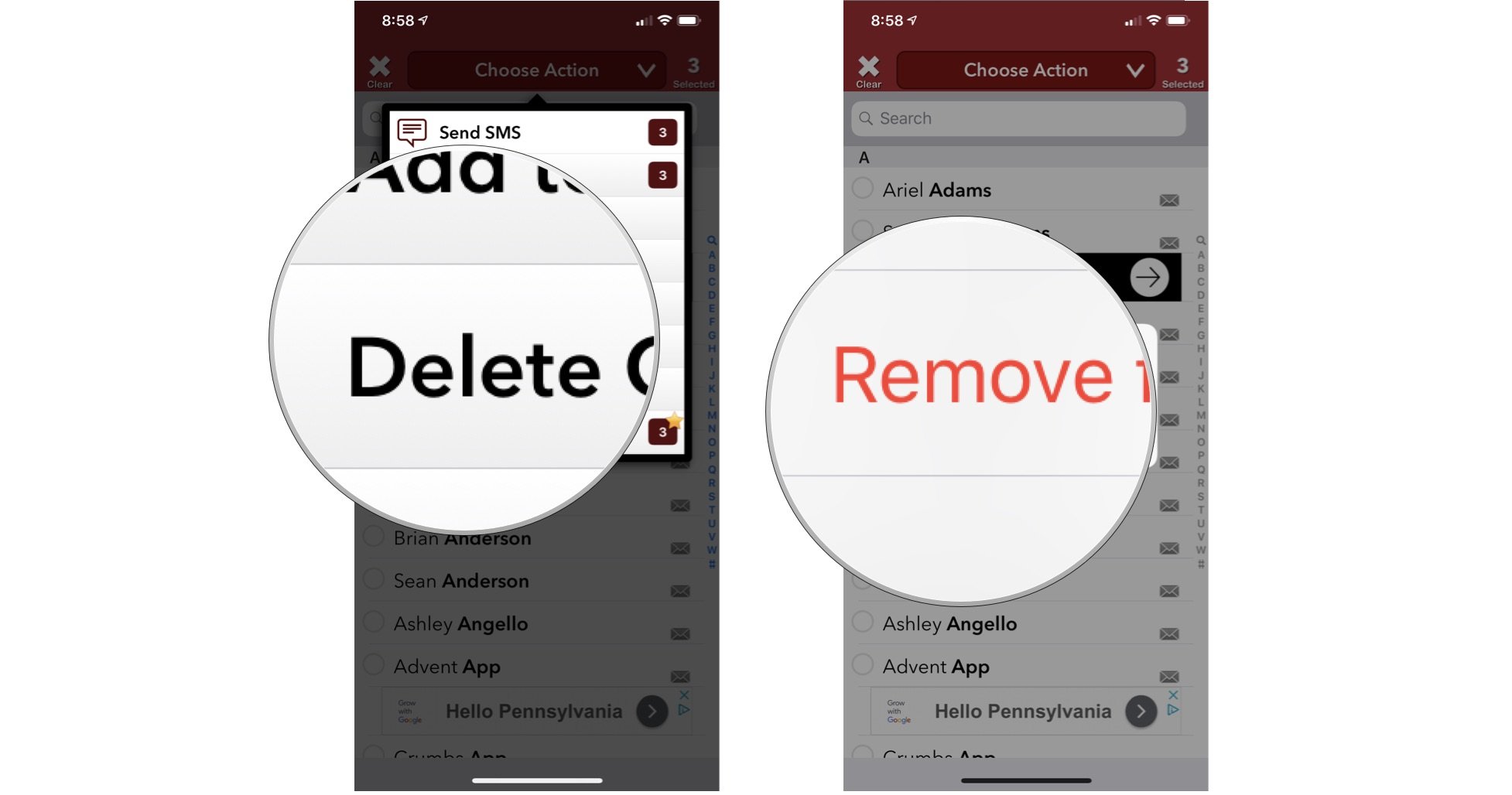How to delete contacts in iphone