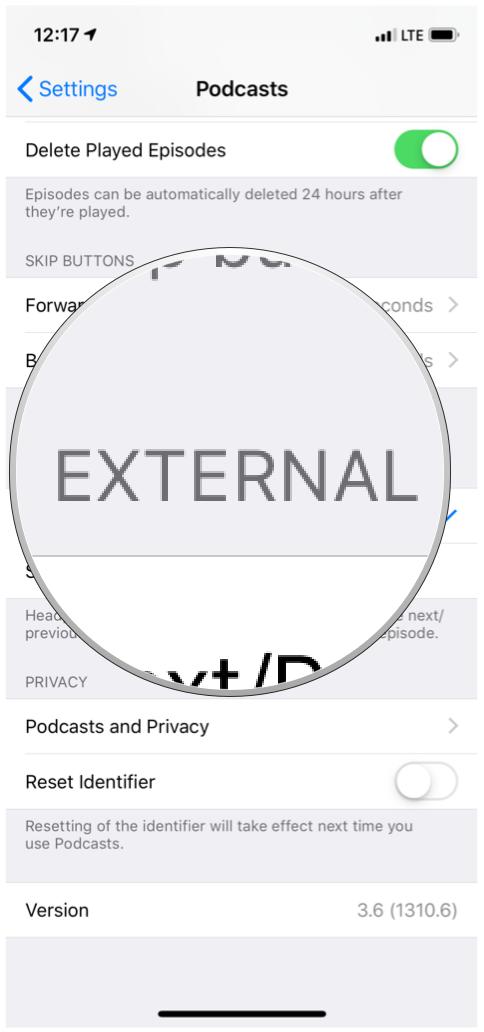 Настройки Apple Podcast Раздел 