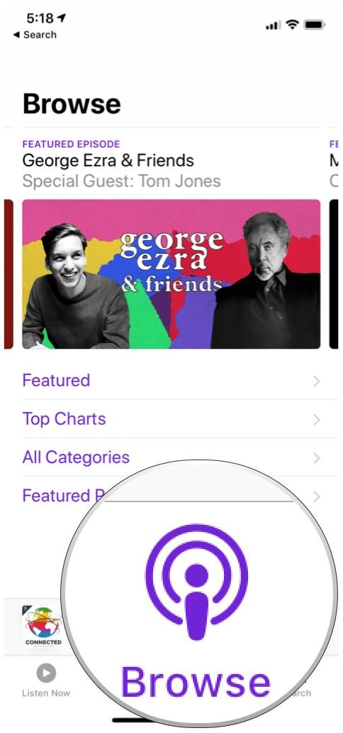 Apple Podcasts, click Browse