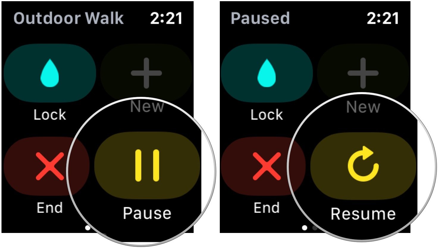 pause Apple Watch workout