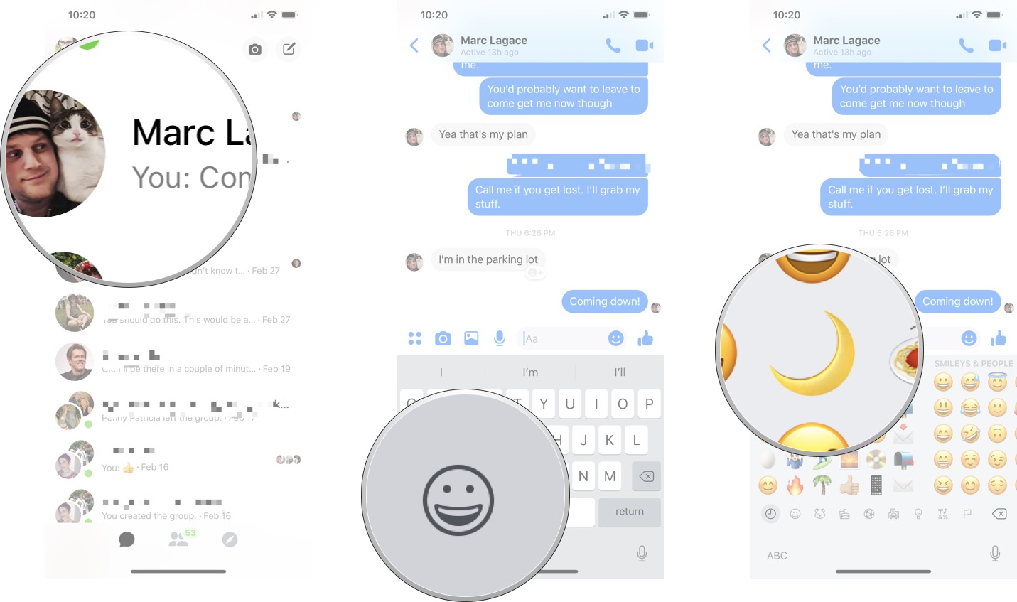 Launch Facebook Messenger, open a chat with a friend, send that friend the cresent moon emoji.