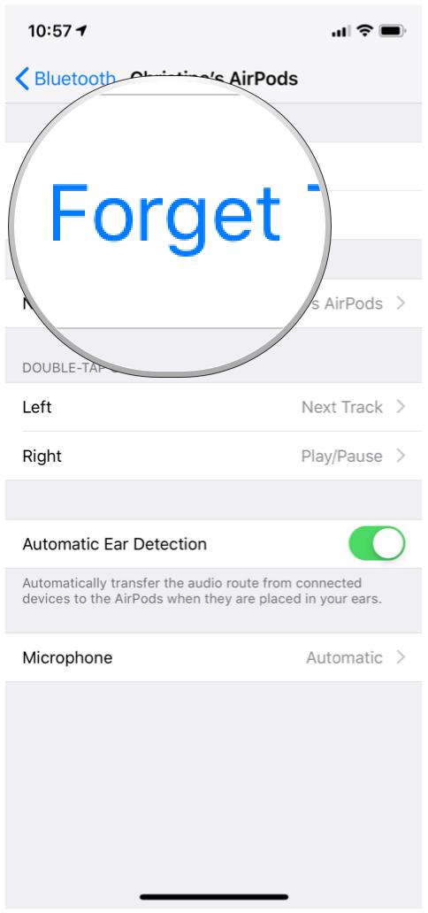 iOS Settings, Bluetooth, Devices, Device Forget