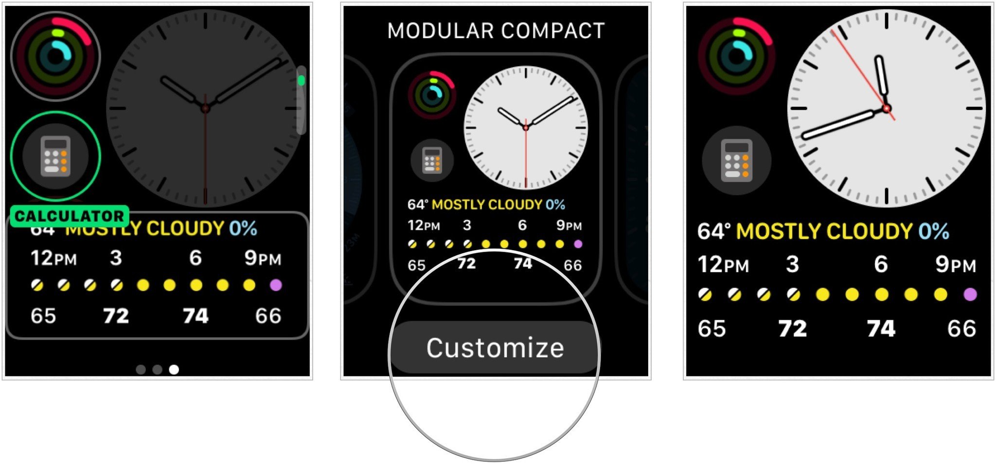 select calculator complication on Apple Watch