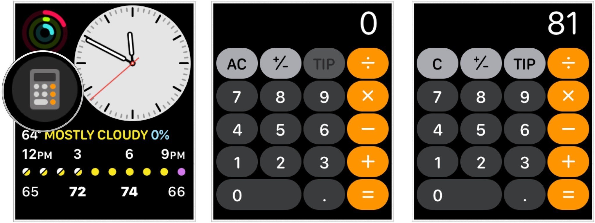using calculator on Apple Watch