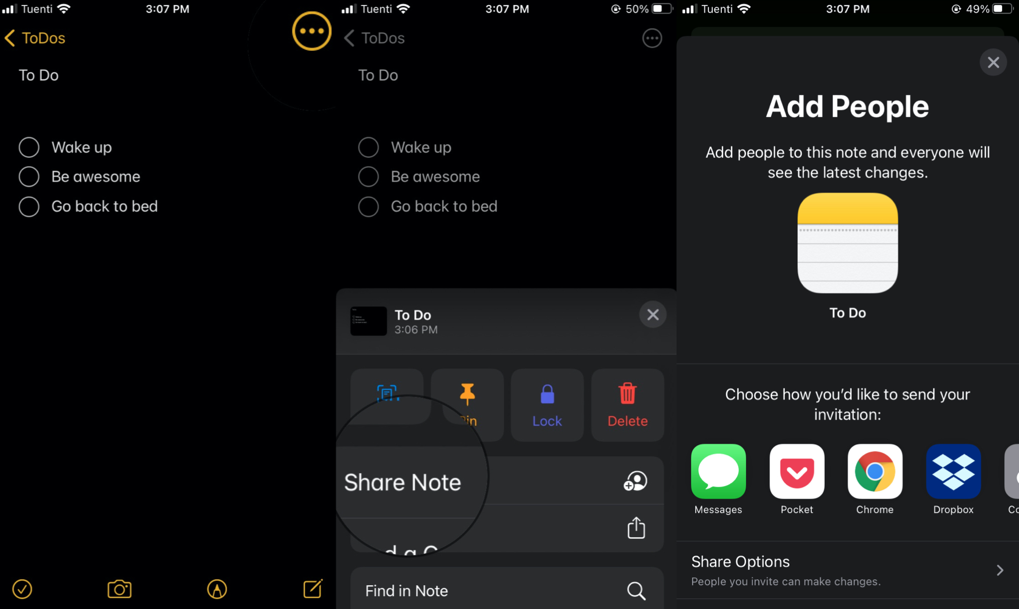 how to share notes on iphone and ipad 0
