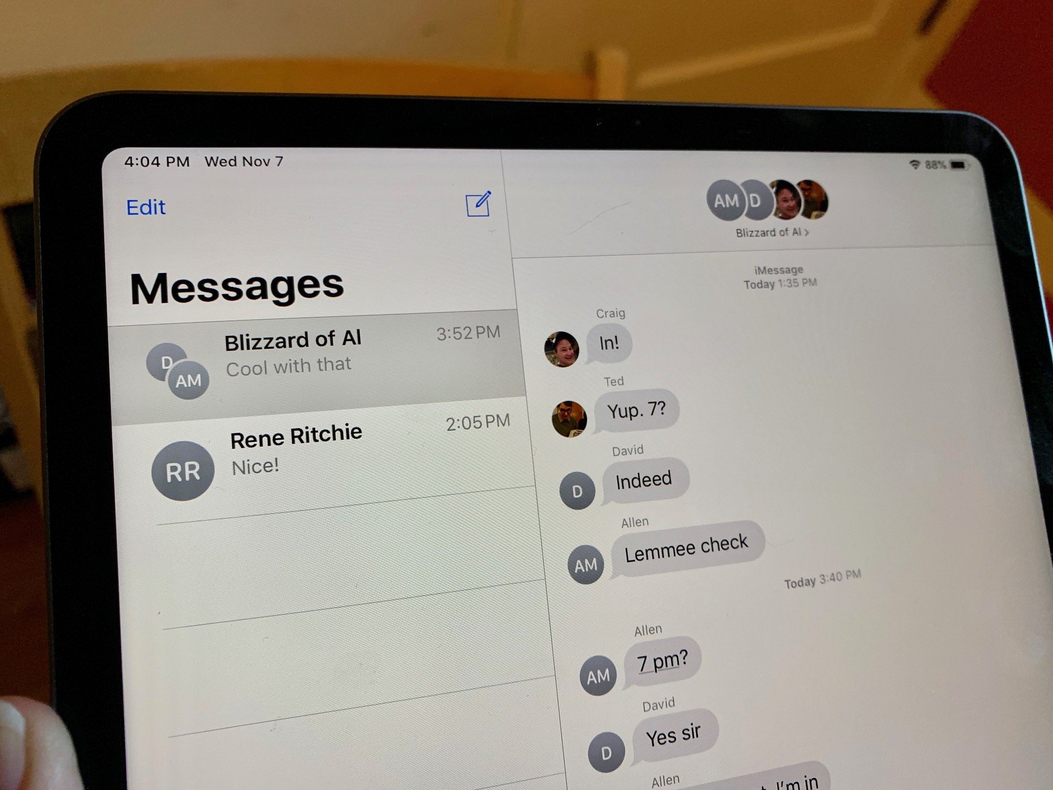 Messages on iPad