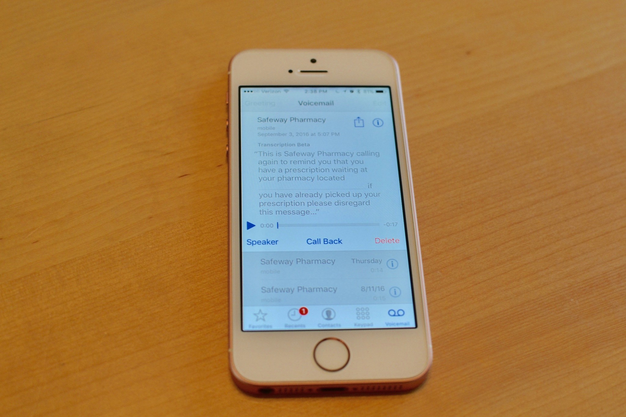 Voicemail transcripts on iPhone