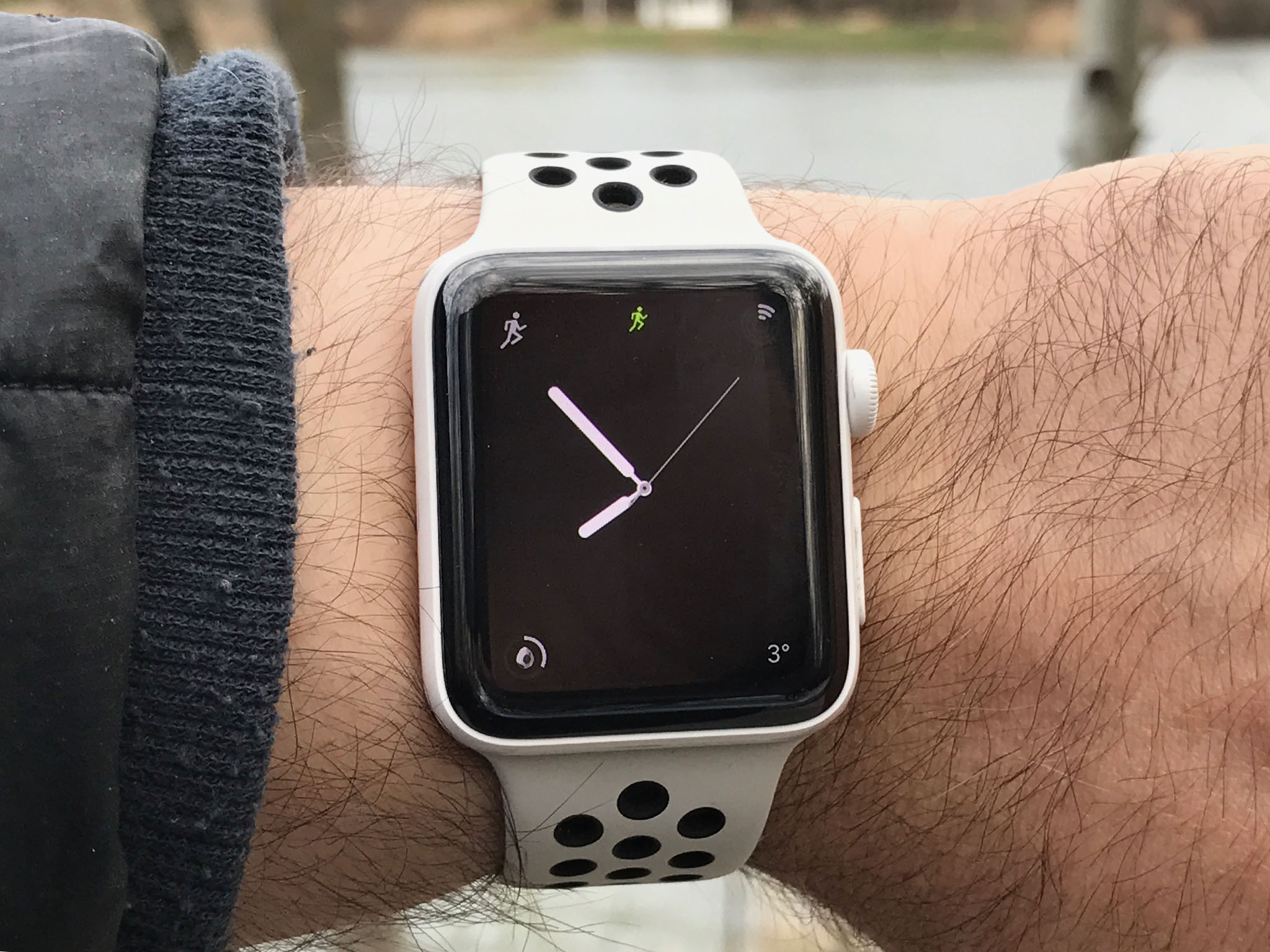 white and black nike apple watch band
